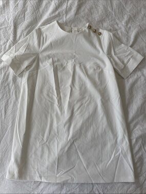 H&M White Mini Dress with Gold Buttons
